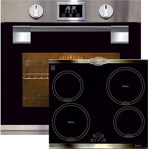 Kaiser Küchengeräte Backofen-Set EH 6337 + KCT 6395 IEm, Elektro Einbau Backofen, 79L, 11 Funktionen + Retro Induktions - Kochfeld 60 cm, Metallplatten Bronze, 4 QickHeat Zonen von Kaiser