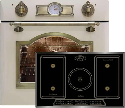 Kaiser Küchengeräte Backofen-Set EH 6355 ElfEm + KCT 7797 FI Em, Autark, Retro Einbau Backofen, 8 Funktionen + Induktionskochfeld 77cm, FREE ZONE, PowerBoost 4,3 KW von Kaiser