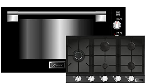 Kaiser Olan Küchengeräte Backofen-Set EG 9371+KCG 9387, Einbau Gas Backofen 90 cm 79L autark Grill Selbstreinigung Schwarz Glas+Gas-Kochfeld,90cm,Einbau Herd, Knebel,Schwarz Glas, 3,8 KW WOK Kaiser Olan Küchengeräte Backofen-Set EG 9371+KCG 9387, Einbau Gas Backofen 90 cm 79L autark Grill Selbstreinigung Schwarz Glas+Gas-Kochfeld,90cm,Einbau Herd, Knebel,Schwarz Glas, 3,8 KW WOK von Kaiser