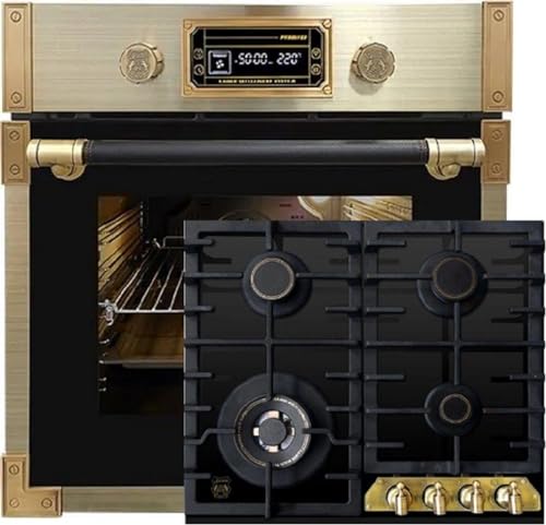 Kaiser Pyrolyse Backofen »EH 6427 AD+KCG 6335 Em«, Retro Pyrolyse Einbau Backofen 73L Schwarzfarbiges Glas 60 cm+60cm, Schwarz Glas, Retro Einbau Herd, 3,8kW WOK Facette vorne Metallplatte Kaiser Pyrolyse Backofen »EH 6427 AD+KCG 6335 Em«, Retro Pyrolyse Einbau Backofen 73L Schwarzfarbiges Glas 60 cm+60cm, Schwarz Glas, Retro Einbau Herd, 3,8kW WOK Facette vorne Metallplatte von Kaiser
