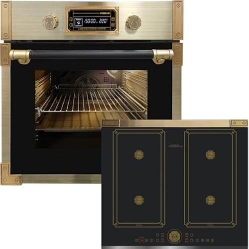 Kaiser Pyrolyse Backofen »EH 6427 AD+KCT 6745 AD«, Retro Pyrolyse Einbau Backofen 73L schwarzfarbiges Glas 60 cm+Induktions-Kochfeld, Retro Induktionskochfeld, Metallplatten Bronze,4 QickHeat von Kaiser