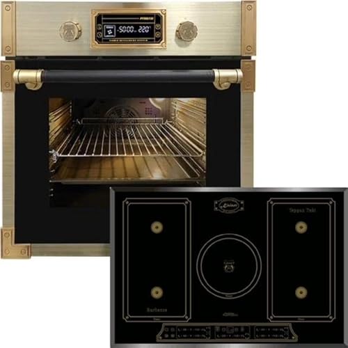 Kaiser Pyrolyse Backofen »EH 6427 AD+KCT 7797 Em«, Retro Pyrolyse Einbau Backofen 73L schwarzfarbiges Glas 60 cm+ Induktionskochfeld 77cm, FREE ZONE, PowerBoost 4,3 KW, 5 QuickHeat,Kochfeld von Kaiser