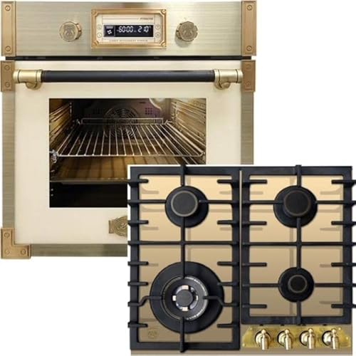Kaiser Pyrolyse Backofen »EH 6427 ElfAD+KCG 6335 ElfEm«, Retro Pyrolyse Einbau Backofen 73L Elfebeinfarbiges Glas 60 cm+60cm, Elfenbein Glas, Retro Einbau Herd, 3,8kW WOK Facette vorne Metallplatte Kaiser Pyrolyse Backofen »EH 6427 ElfAD+KCG 6335 ElfEm«, Retro Pyrolyse Einbau Backofen 73L Elfebeinfarbiges Glas 60 cm+60cm, Elfenbein Glas, Retro Einbau Herd, 3,8kW WOK Facette vorne Metallplatte von Kaiser