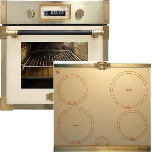 Kaiser Pyrolyse Backofen »EH 6427 ElfAD+KCT 6395 IelfEm«, Retro Pyrolyse Einbau Backofen 73L Elfebeinfarbiges Glas 60 cm+Induktions-Kochfeld, Retro Induktionskochfeld, Metallplatten Bronze,4 QickHeat von Kaiser