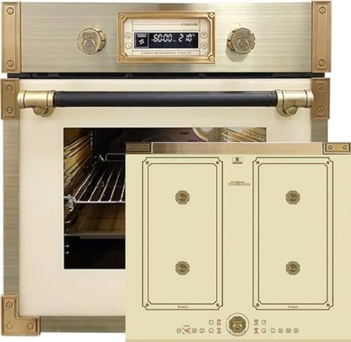 Kaiser Pyrolyse Backofen »EH 6427 ElfAD+KCT 6745 ElfAD«, Retro Pyrolyse Einbau Backofen 73L Elfebeinfarbiges Glas 60 cm+Induktions-Kochfeld, Retro Induktionskochfeld, Metallplatten Bronze,4 QickHeat von Kaiser