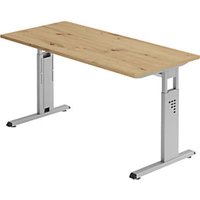 kaiserkraft Schreibtisch Mini-Office C,C-Fuß-Gestell alusil.B. 1400 mm,Eiche-Dek von Kaiserkraft