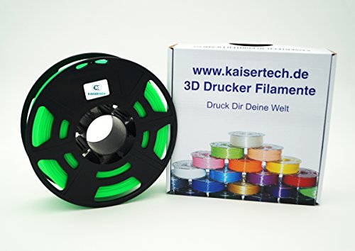 Kaisertech - Filament PLA 1,75mm 1kg Spule 3D Drucker, PLA Filament 1kg Spool 3D Printer 1.75mm - sehr viele Farben - Toleranz beim Durchmesser liegt bei +/- 0,02mm (PLA 1.75mm, Grün) von Kaisertech