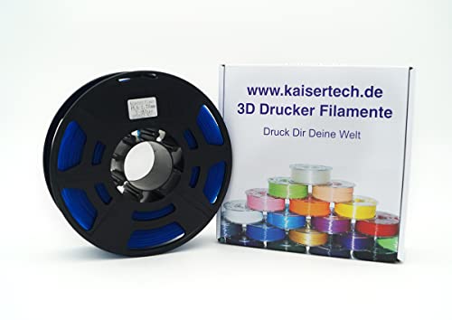 Kaisertech | Filament PLA 1,75mm 1kg Spule 3D Drucker | PLA Filament 1kg Spool 3D Printer 1.75mm | sehr viele Farben | Toleranz beim Durchmesser liegt bei +/- 0,02mm | PLA 1.75mm, Transparent Blau von Kaisertech