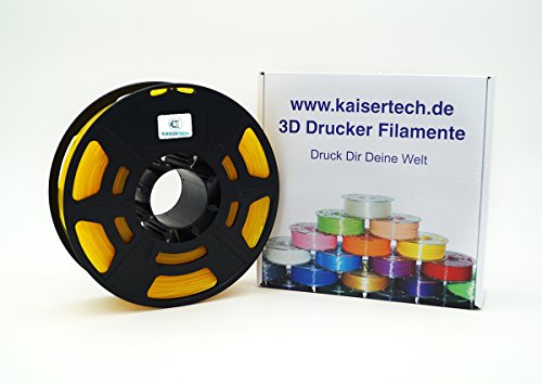 Kaisertech | Filament PLA 1,75mm 1kg Spule 3D Drucker | PLA Filament 1kg Spool 3D Printer 1.75mm | sehr viele Farben | Toleranz beim Durchmesser liegt bei +/- 0,02mm | PLA 3.00mm, Transparent Gelb von Kaisertech