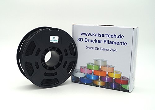 Kaisertech Filament für 3D Drucker 1kg PLA/ABS 1.75mm/3mm - Premium Qualität & geeignet für MakerBot RepRap MakerGear Ultimaker uvm. (ABS 1.75mm, Schwarz) von Kaisertech