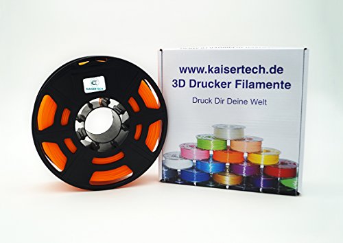 Kaisertech Filament für 3D Drucker 1kg PLA 3.00mm Orange - Premium Qualität Spule Rolle von Kaisertech