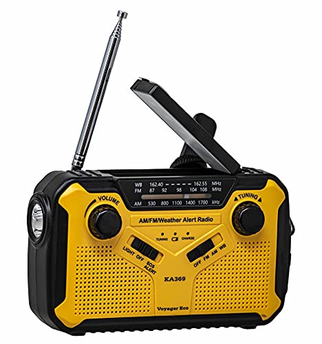 Kaito Voyager ECO Notfall-Radio KA369 AM/FM NOAA Wetterwarnung, 5-Wege-Solarkurbel, Radioempfänger mit LED-Taschenlampe und USB-Handy-Ladegerät von Kaito