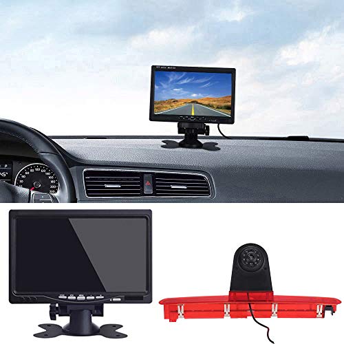 【7 Zoll TFT LCD HD Monitor + Rückfahrkamera Set】 Heckklappe dritte 3.Bremsleuchte Rückfahrkamera Wasserdicht Auto Rückansicht Kamera für VW T6 Bus Transporter Business(1 Door) ab 2016 Bj von Kalakus