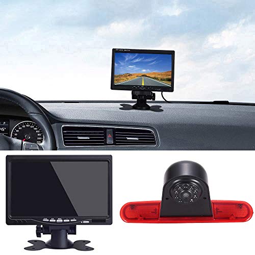 Auto Dritte Dach Top Mount Bremsleuchte Kamera Bremslicht Rückfahrkamera Rückfahrsystem Einparkhilfe Transporter+7 Zoll TFT LCD Monitor für FIAT Doblo 263 Van(2010-Present)/Opel Combo(2011-2018) von Kalakus