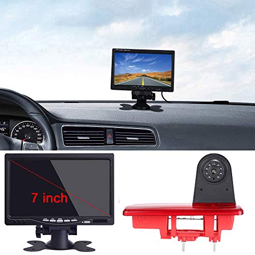 Auto Dritte Dach Top Mount Bremslicht Rückfahrkamera +7 inch Monitor Einparkkamera Rückfahrsystem IR Light Ersatz für FIAT Talento/Nissan NV300/Nissan Primaster/Traffic/Opel Vivaro/Vauxhall von Kalakus