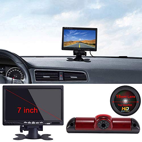 Auto Dritte Dach Top Mount Bremslicht Rückfahrkamera Rückfahrsystem Einparkkamera+ 7 Zoll LCD Monitor für FIAT Ducato 2006/Peugeot Boxter 2006/Citroen Jumper 2006(18mm neu Lens) von Kalakus