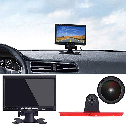 HD 1280x720 Pixel Transporter Van Wasserdicht Nachtsicht Rückfahrkamera im 3. Bremslicht+7" LCD TFT Monitor für VW T5 Bus Multivan Caravelle 2003-2015 von Kalakus