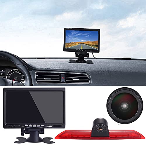 HD 1280x720P Auto Rückfahrkamera im 3. Bremslicht Bremsleuchte Wasserdicht Nachtsicht Rückfahrkamera+7" LCD Monitor Ersatz für Ford Transit tourneo Custom Jumbo Kasten V363 F150 F250 F350 V636 MK8 von Kalakus