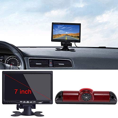 Klakus Auto Dach Top Mount Bremsleuchte Kamera Bremslicht Rückfahrkamera für FIAT Ducato/Peugeot Boxer/Citroen Jumper/Dodge+7" Zoll DVD Monitor TFT Bildschirm LKW KFZ LCD Display von Kalakus