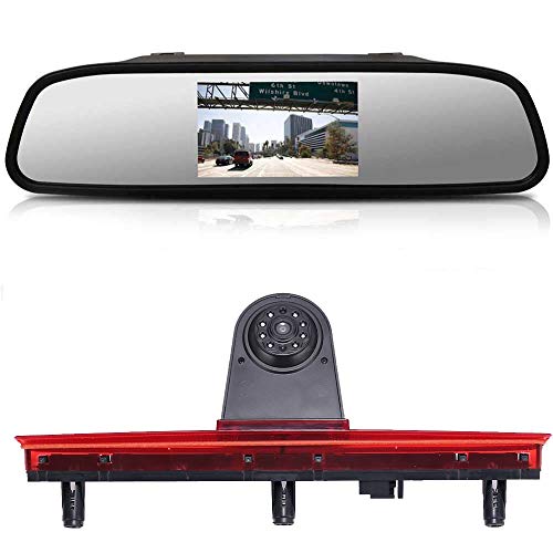 Top Mount Bremsleuchte Kamera Bremslicht Rückfahrkamera +4.3 Zoll Rückspiegel Monitor Einparkkamera Rückfahrsystem Ersatz für VW T5 Bus Transporter Caravelle 2003-2015 Bj von Kalakus