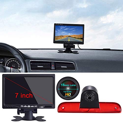 Transporter 7 Zoll LCD Monitor +1280x720 Pixel 3rd Bremslicht Rückfahrkamera Wasserdicht Nachtsicht Kamera für Van FIAT Ducato X250 X290 Bus Kasten/Peugeot Boxter/Citroen Jumper von Kalakus