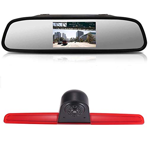 Wasserdicht Einparkkamera Einparkhilfe Farbkamera Bremsleuchte Kamera Bremslicht Rückfahrkamera+ 4.3" LCD Spiegelmonitor Ersatz für VW T5 Bus Transporter Caravelle 2003-2015 Bj von Kalakus