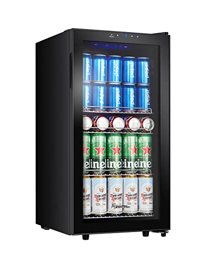 Kalamera Getränkekühlschrank, Bierkühlschrank mit Touch-Bedienfeld, 3-18°C Kühlzone, Flaschenkühlschrank 86 Liter, Blaue LED-Innenbeleuchtung, 41 dB, KRC-86GE von Kalamera