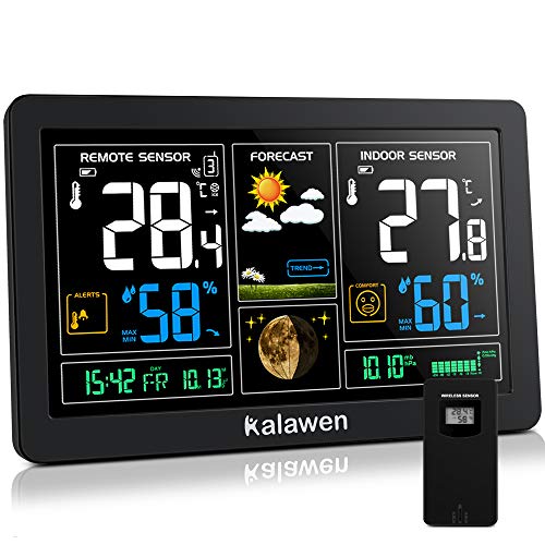Kalawen Wetterstationen Innen und Außentemperatur Funk mit Wettervorhersage, Wetterstation Funk mit Außensensor, Funkwetterstation DCF-Funkuhr Weather Stations Batteriebetrieb und Netzbetrieb Schwarz Kalawen Wetterstationen Innen und Außentemperatur Funk mit Wettervorhersage, Wetterstation Funk mit Außensensor, Funkwetterstation DCF-Funkuhr Weather Stations Batteriebetrieb und Netzbetrieb Schwarz von Kalawen