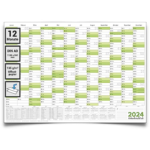 Kalenderoutlet Din A0 Wandkalender 2024 Jahresplaner XL gefaltet, sehr großer Kalender deutsch sprachig von Kalenderoutlet