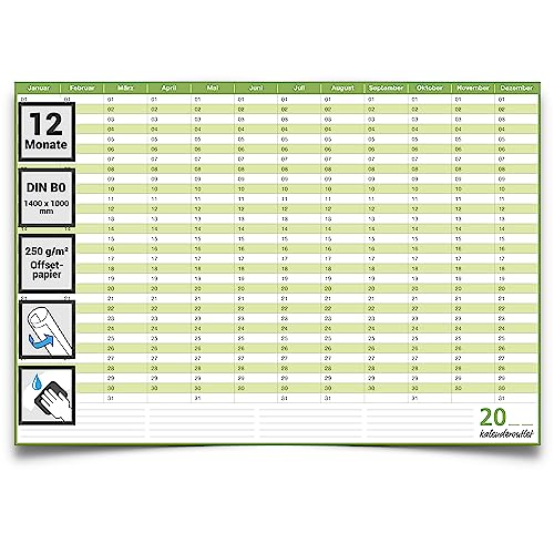 Kalenderoutlet din B0 XXL Dauerkalender immerwieder beschreibbarer Kalender feucht abwischbar 140x100 cm. Geburtstagskalender Familienplaner XXL von Kalenderoutlet