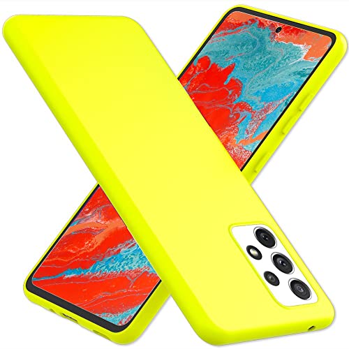 KALIROO Bunte Neonhülle kompatibel mit Samsung Galaxy A33 Hülle, Intensiv Leuchtend Samtig Weich rutschfest Soft, Dünne Silikon Schutzhülle Slim Cover Handyhülle Grip Case Etui Flexibel, Farbe:Gelb von Kaliroo