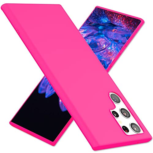 KALIROO Intensive Neonhülle kompatibel mit Samsung Galaxy S22 Ultra Hülle, Bunt Leuchtend Samtig Weich rutschfest Soft, Dünne Silikon Schutzhülle Slim Cover Handyhülle Grip Case Bumper, Farbe:Pink von Kaliroo