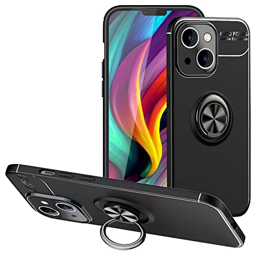 Kaliroo Mattierte Ringhülle kompatibel mit iPhone 14 Plus Hülle, Drehbarer 360° Ring, Standfunktion Aufsteller Finger-Halter, Schwarze Silikon Schutzhülle rutschfest Kratzfest Cover, Farbe:Schwarz Kaliroo Mattierte Ringhülle kompatibel mit iPhone 14 Plus Hülle, Drehbarer 360° Ring, Standfunktion Aufsteller Finger-Halter, Schwarze Silikon Schutzhülle rutschfest Kratzfest Cover, Farbe:Schwarz von Kaliroo