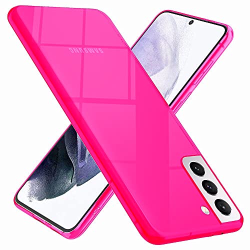 Kaliroo Bunt Leuchtende Schutzhülle kompatibel mit Samsung Galaxy S21 Plus Hülle, Durchsichtige Neon-Farbige Silikonhülle Robust & Vergilbungsfrei, Transparente Getönte Handyhülle Cover, Farbe:Pink von Kaliroo