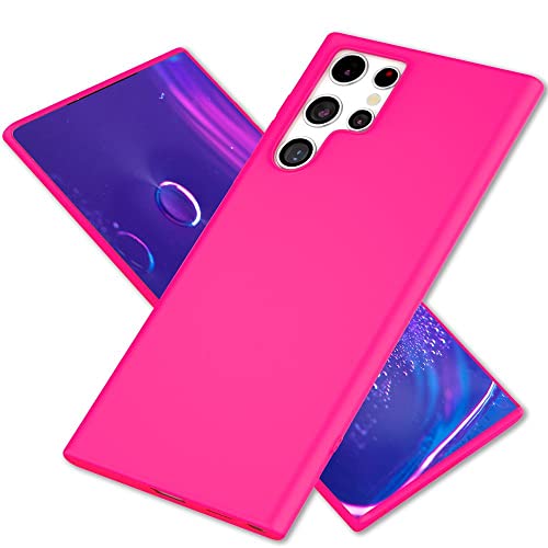 Kaliroo Bunte Neonhülle kompatibel mit Samsung Galaxy S23 Ultra Hülle, Intensiv Leuchtend Samtig Weich Anti-Gelb rutschfest Matt, Dünne Neon Silikon Schutzhülle Slim Cover Handyhülle, Farbe:Pink von Kaliroo