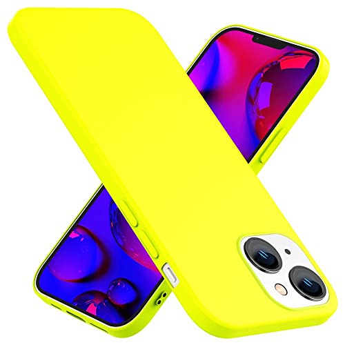 Kaliroo Bunte Neonhülle kompatibel mit iPhone 14 Hülle, Intensiv Leuchtend Samtig Weich rutschfest Soft, Dünne Neon Silikon Schutzhülle Slim Cover Handyhülle Case Backcover Flexibel, Farbe:Gelb von Kaliroo