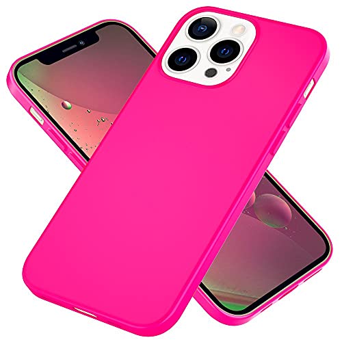 Kaliroo Bunte Silikonhülle kompatibel mit iPhone 13 PRO MAX Hülle, Neon Farbig Leuchtend Weich Gummiert rutschfest Dünn, Soft Case Silikon Handyhülle Einfarbig, Slim Cover Schutzhülle, Farbe:Pink von Kaliroo
