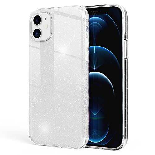 Kaliroo Glitter Case kompatibel mit iPhone 12 | iPhone 12 PRO Hülle, Glitzer Schutzhülle Bling Cover Silikon Handyhülle Glänzend, Strass Bumper Diamant Etui Diamond Backcover Schale, Farbe:Silber von Kaliroo