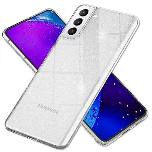 Kaliroo Glitzerhülle Durchsichtig kompatibel mit Samsung Galaxy S22 Hülle, Diamant Glitter Case Durchscheinend Anti-Gelb Robust, Pailletten Silikon Schutzhülle Bling Cover Stoßfest, Farbe:Transparent von Kaliroo