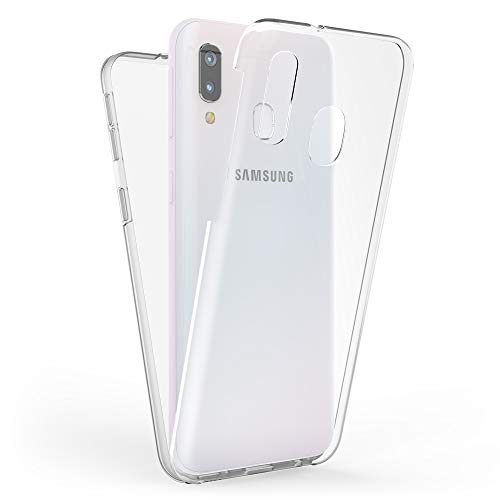 Kaliroo Handyhülle 360 Grad kompatibel mit Samsung Galaxy A20E, Full-Body Schutzhülle Hardcase hinten & Displayschutz vorne mit Silikon Bumper, Slim Full-Cover Case Komplett-Schutz Etui - Transparent von Kaliroo