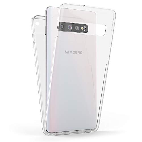 Kaliroo Handyhülle 360 Grad kompatibel mit Samsung Galaxy S10, Full-Body Schutzhülle Hardcase hinten & Displayschutz vorne mit Silikon Bumper, Slim Full-Cover Case Komplett-Schutz Hülle - Transparent von Kaliroo
