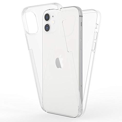 Kaliroo Handyhülle 360 Grad kompatibel mit iPhone 12 Mini Hülle, Full-Body Schutzhülle Hardcase hinten & Displayschutz vorne mit Silikon Bumper, Full-Cover Case Komplett-Schutz Schale - Transparent von Kaliroo