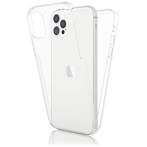 Kaliroo Handyhülle 360 Grad kompatibel mit iPhone 12 PRO MAX Hülle, Full-Body Schutzhülle Hardcase hinten & Displayschutz vorne mit Silikon Bumper, Slim Full-Cover Case Komplett-Schutz - Transparent von Kaliroo