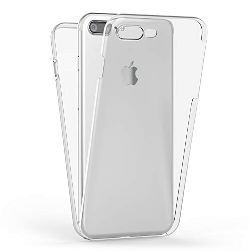 Kaliroo Handyhülle 360 Grad kompatibel mit iPhone 7 Plus | 8 Plus, Full-Body Schutzhülle Hardcase hinten & Displayschutz vorne mit Silikon Bumper, Full-Cover Case Komplett-Schutz Hülle - Transparent von Kaliroo