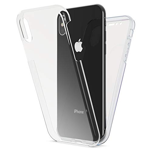 Kaliroo Handyhülle 360 Grad kompatibel mit iPhone XS MAX, Full-Body Schutzhülle Hardcase hinten & Displayschutz vorne mit Silikon Bumper, Slim Full-Cover Case Komplett-Schutz Hülle Etui - Transparent von Kaliroo