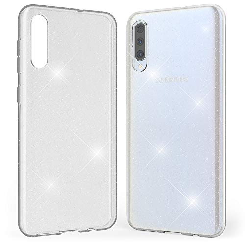 Kaliroo Handyhülle Glitzer kompatibel mit Samsung Galaxy A70, Durchsichtige Diamant Hülle Silikon Schutzhülle Glitter Case, Ultra-Slim Cover Bling Handy-Tasche Strass Backcover Bumper - Transparent von Kaliroo