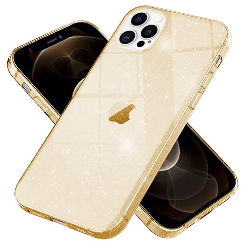 Kaliroo Handyhülle Glitzer kompatibel mit iPhone 12 PRO MAX Hülle, Durchsichtige Diamant Silikon Schutzhülle Glitter Case, Ultra-Slim Cover Bling Handy-Tasche Strass Backcover Etui, Farbe:Gold von Kaliroo