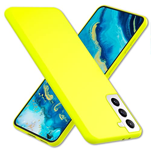 Kaliroo Intensive Neonhülle kompatibel mit Samsung Galaxy S22 Hülle, Bunt Leuchtend Samtig Weich rutschfest Soft, Dünne Silikon Schutzhülle Slim Cover Handyhülle Grip Case Etui Flexibel, Farbe:Gelb von Kaliroo