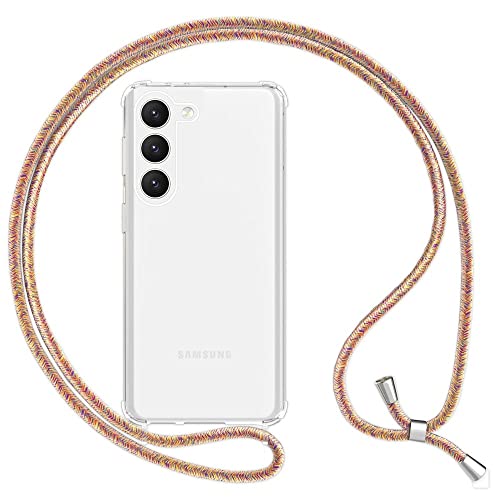Kaliroo Klare Schutzhülle mit Kette kompatibel mit Samsung Galaxy S23 Hülle, Transparente Handyhülle mit Umhänge-Band, Kratzfest Anti-Gelb Stoßfest, Harte Rückseite & Silikon-Rand, Farbe:Bunt Gelb Kaliroo Klare Schutzhülle mit Kette kompatibel mit Samsung Galaxy S23 Hülle, Transparente Handyhülle mit Umhänge-Band, Kratzfest Anti-Gelb Stoßfest, Harte Rückseite & Silikon-Rand, Farbe:Bunt Gelb von Kaliroo