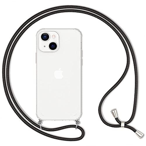 Kaliroo Necklace Case kompatibel mit iPhone 13 Hülle, Transparente Schutzhülle mit Kette Slim Hardcase mit Umhänge-Band, Clear Phone Cover Anti-Gelb Durchsichtige Handy-Tasche & Kordel, Farbe:Schwarz Kaliroo Necklace Case kompatibel mit iPhone 13 Hülle, Transparente Schutzhülle mit Kette Slim Hardcase mit Umhänge-Band, Clear Phone Cover Anti-Gelb Durchsichtige Handy-Tasche & Kordel, Farbe:Schwarz von Kaliroo